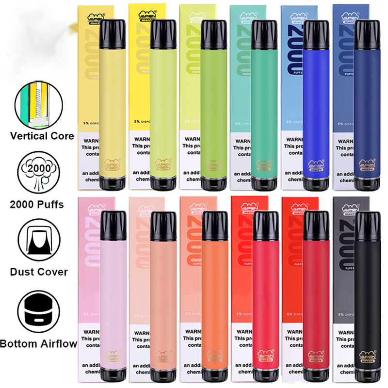 ของแท้ Vapen Macro 2000 Puffs ปากกา Vape ที่ใช้แล้วทิ้งพร้อมขดลวดแนวตั้งบวก XXL Xtra Extra Flex Vaporizer บาร์ที่เต็มไปด้วย Bars E Cigs Vaporizers