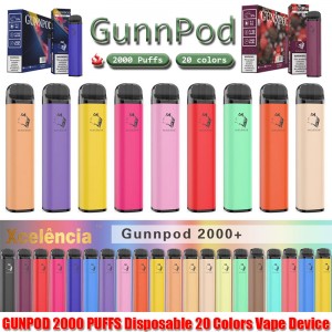 Gunnpod 2000 Puffs Pre- ที่เต็มไปหมด Vape 1250 มิลลิแอมป์ชั่วโมงแบตเตอรี่ E บุหรี่ Deivce 18350 8 มิลลิลิตร Vaporizer ชุดเริ่มต้นชุด VS เอลฟ์บาร์ 20 Flavs ปากกา Pod พัฟ Gunpod
